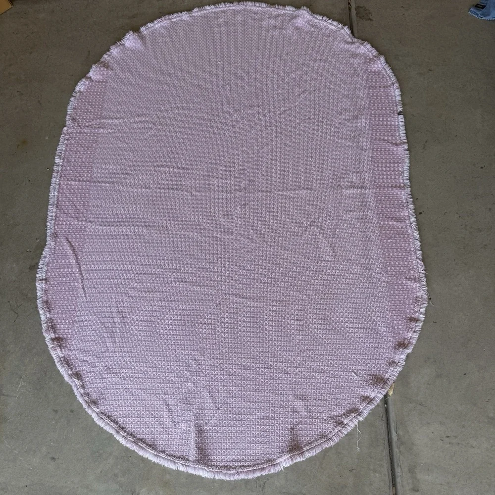 Vintage Cotton Waffle Knit Blanket 73x53 Oval Pink Nursery Baby‎ Girl Shower